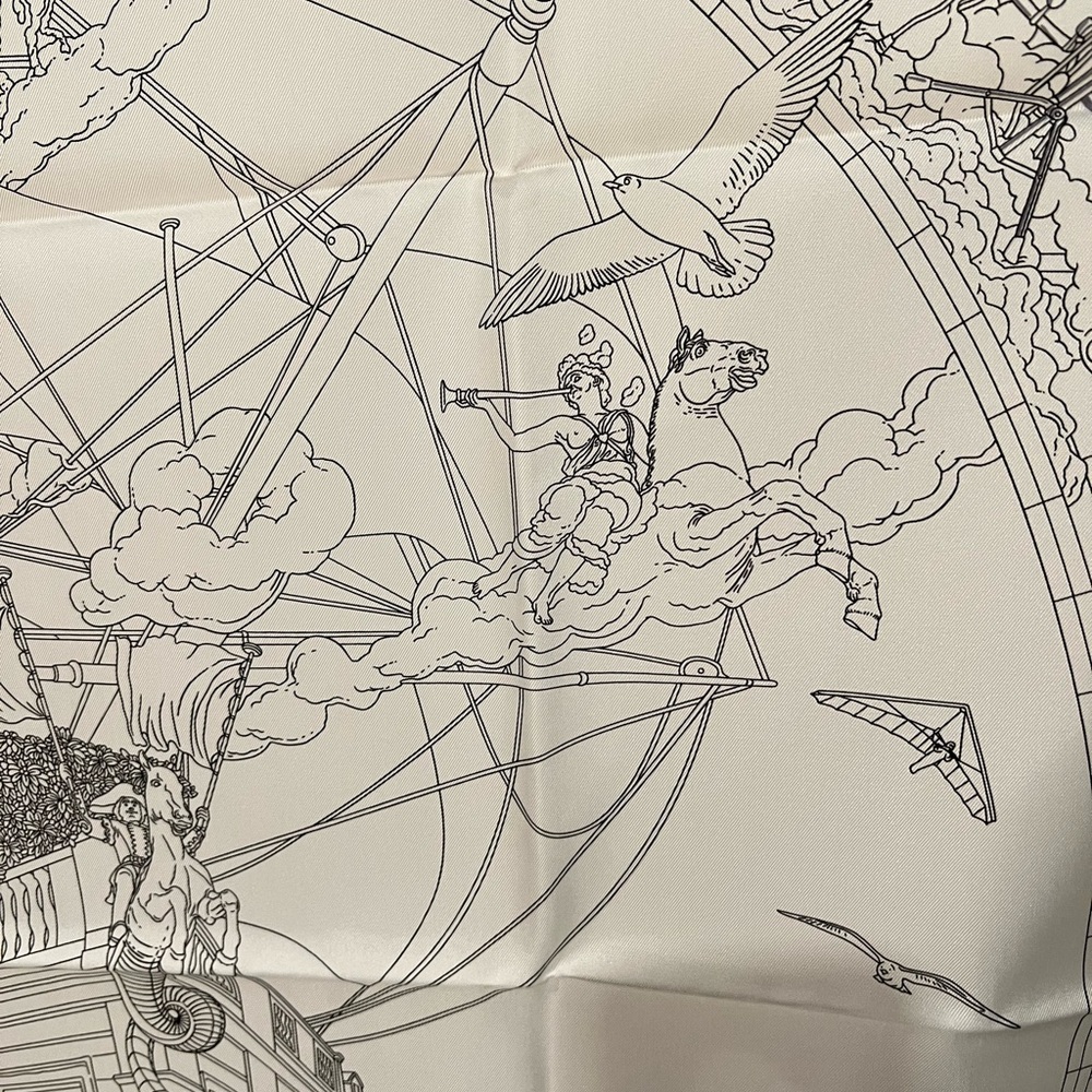 Hermes flagship scarf 90 white and grey - Picture 7 of 8